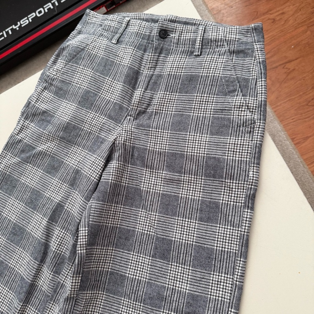 American Eagle Plaid Cotton Wide Leg Trouser Pants Academia 70s - Picture 3 of 6